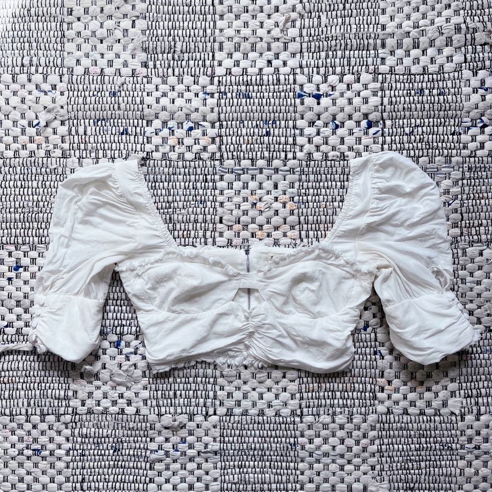 For Love & Lemons Top White Crop Button Down Revolve S